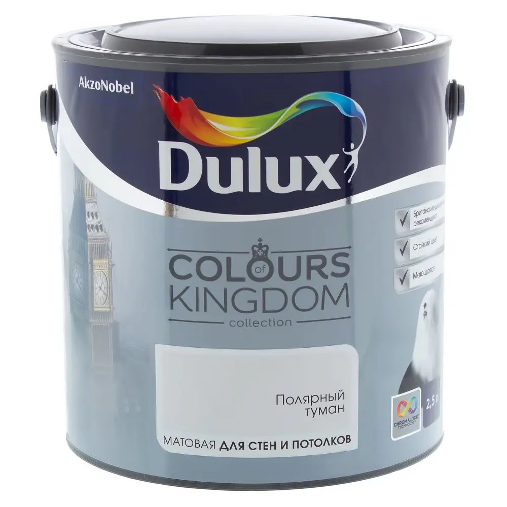 Декоративная краска для стен и потолков Dulux Colours Kingdom цвет полярный  туман 2.5 л ✳️ купить по цене 998 ₽/шт. в Москве с доставкой в  интернет-магазине Леруа Мерлен