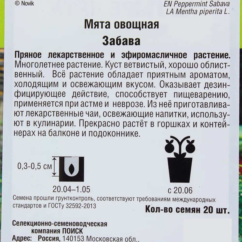 Семена Мята овощная Забава по цене 35 ₽/шт. купить в Рязани в  интернет-магазине Леруа Мерлен