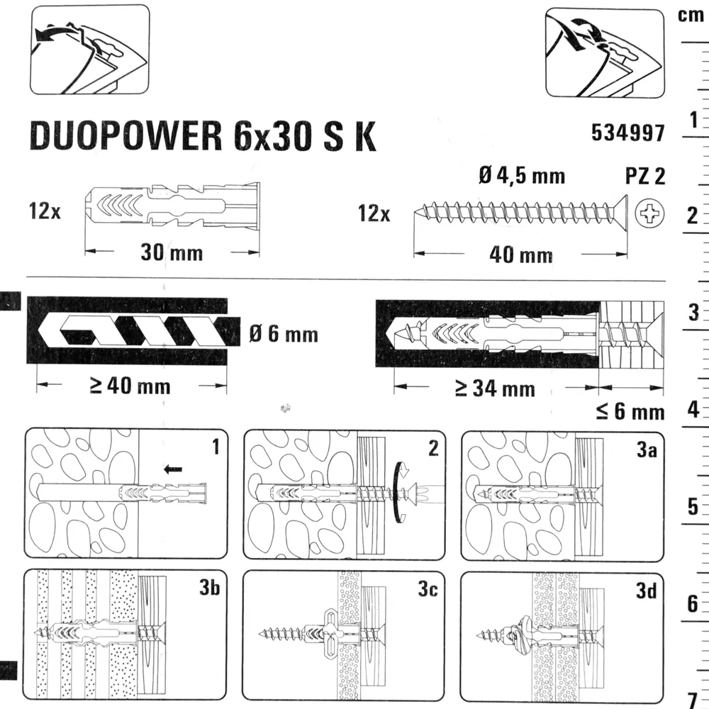 Дюбель для всех типов стен Duopower 6x30 мм с шурупом цвет серый/красный 12  шт. ✳️ купить по цене 446 ₽/кор. в Череповце с доставкой в  интернет-магазине Леруа Мерлен