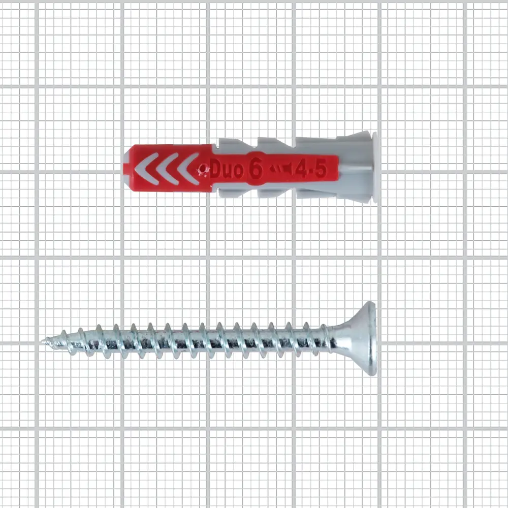 Дюбель для всех типов стен Duopower 6x30 мм с шурупом цвет серый/красный 12  шт. ✳️ купить по цене 446 ₽/кор. в Череповце с доставкой в  интернет-магазине Леруа Мерлен
