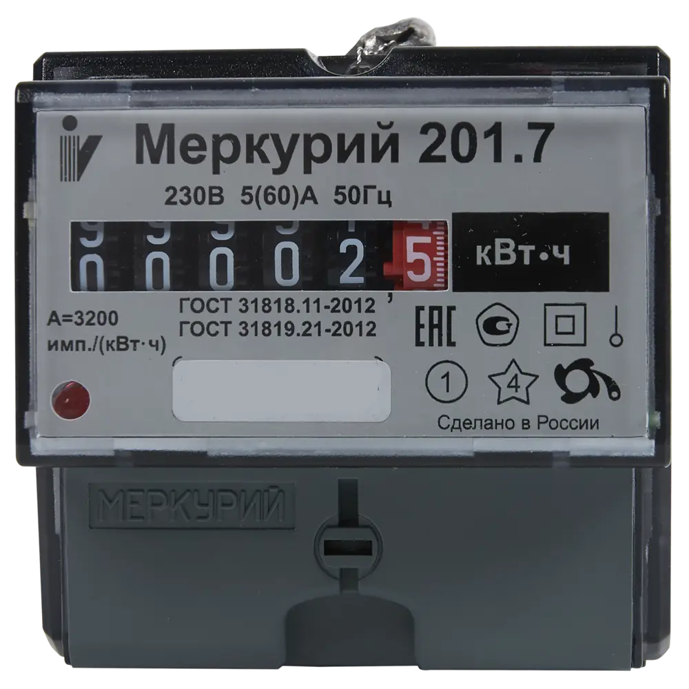 Счетчик электроэнергии Меркурий 201.7, однофазный ️  по цене 1301 .