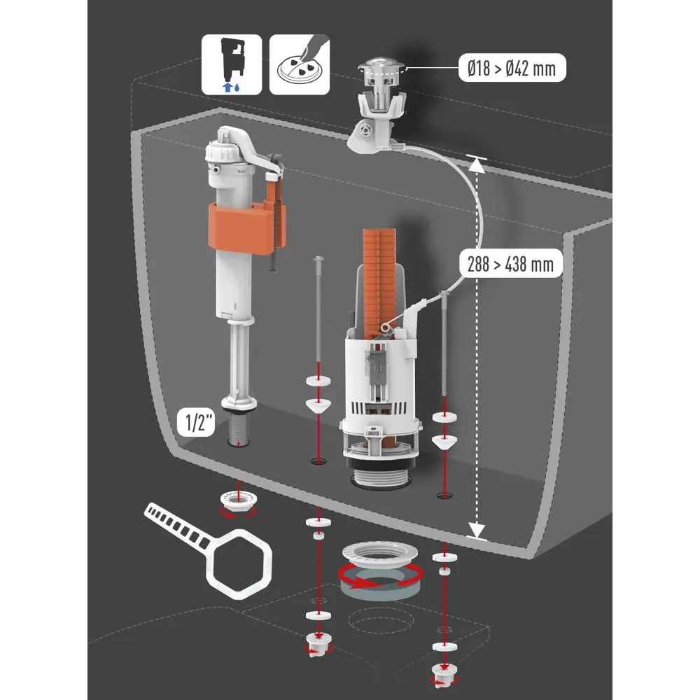 Арматура Equation с нижней подводкой воды 1/2