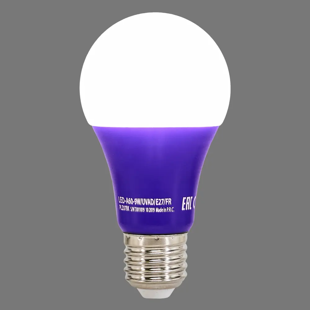 Лампа светодиодная ультрафиолетовая Uniel E27 170-240 В 9 Вт груша .