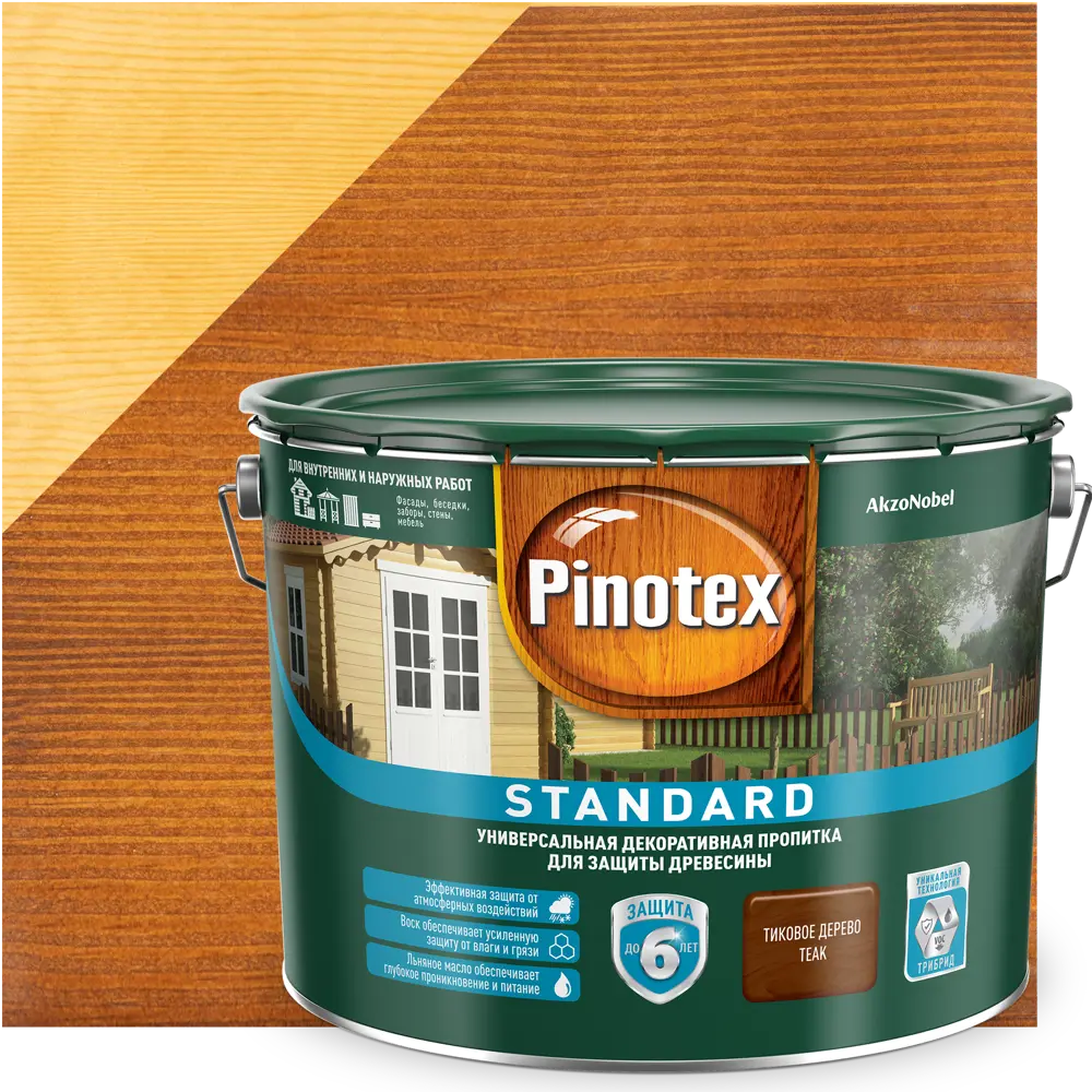 Пропитка Pinotex Classic Plus 3в1 Тиковое дерево 9л