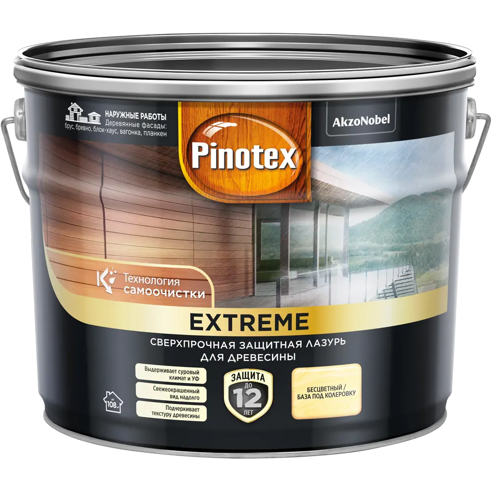 Антисептик Pinotex Extreme полуматовый прозрачный 9 л ✳️ купить по цене  11283 ₽/шт. в Москве с доставкой в интернет-магазине Лемана ПРО (Леруа  Мерлен)