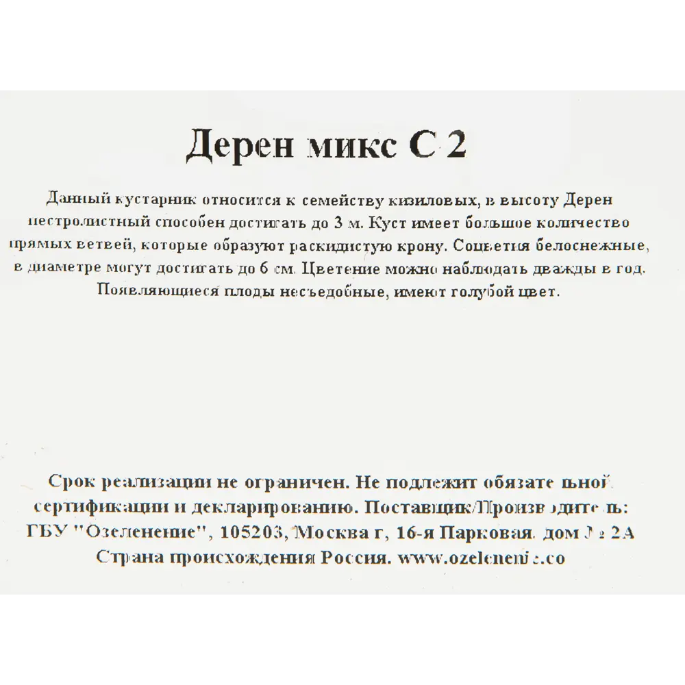 Дерен микс С2 ✳️ купить по цене 335 ₽/шт. в Москве с доставкой в  интернет-магазине Леруа Мерлен