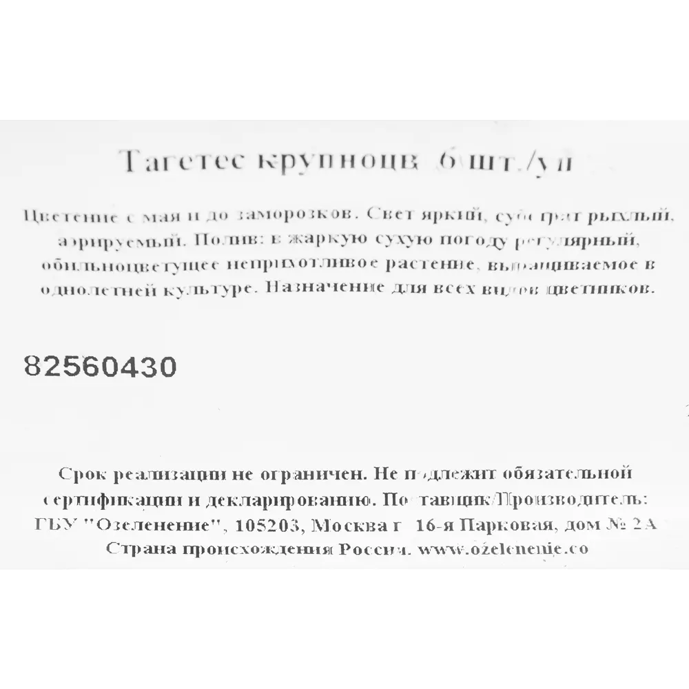 Тагетес крупноцветковый, 6 шт. ✳️ купить по цене 255 ₽/шт. во Владикавказе  с доставкой в интернет-магазине Леруа Мерлен