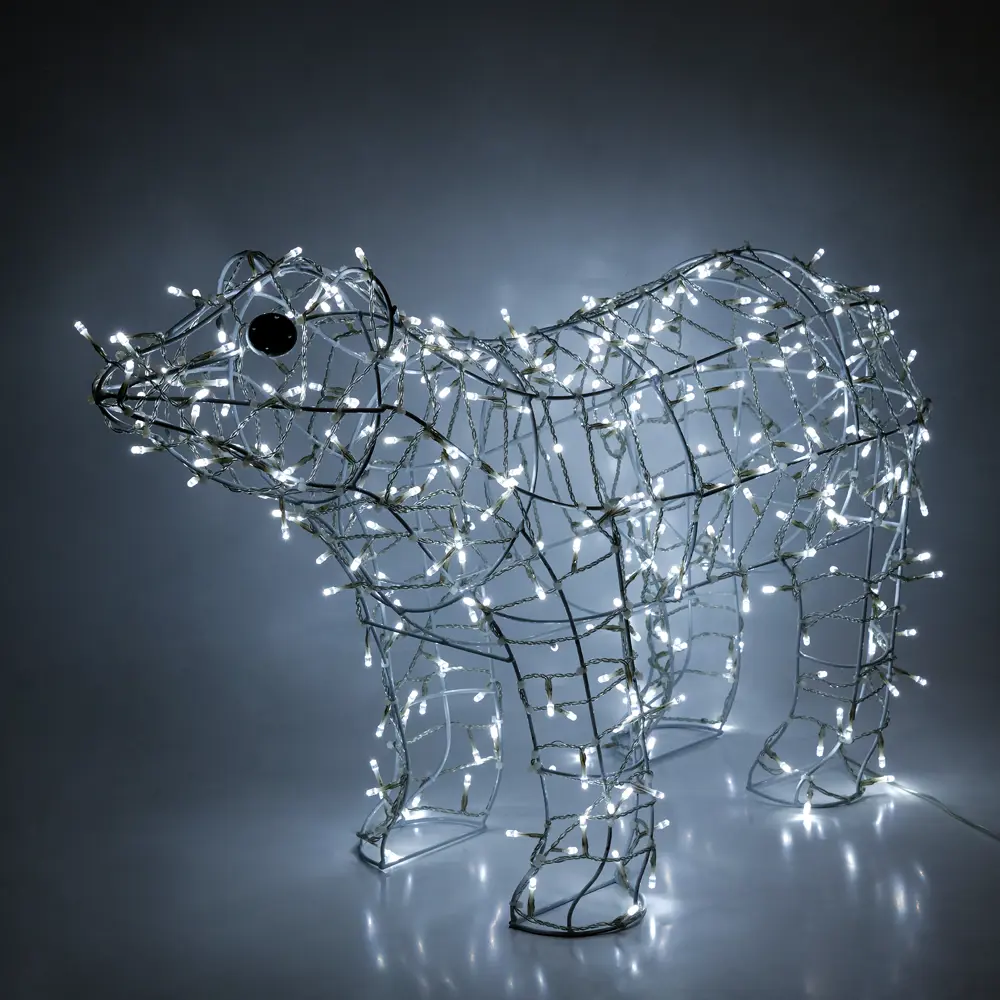 Электрогирлянда-фигура «Медведь» для улицы 300 ламп, 80 см, цвет холодный  белый по цене 1596 ₽/шт. купить в Москве в интернет-магазине Леруа Мерлен
