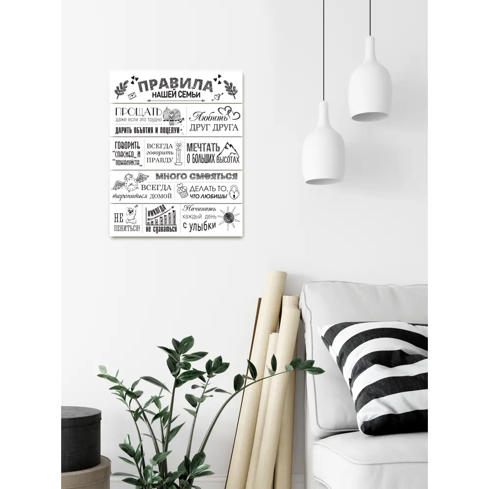 Постер на дереве «Правила семьи» белый 40x50 см по цене 748 ₽/шт. купить в  Кирове в интернет-магазине Леруа Мерлен