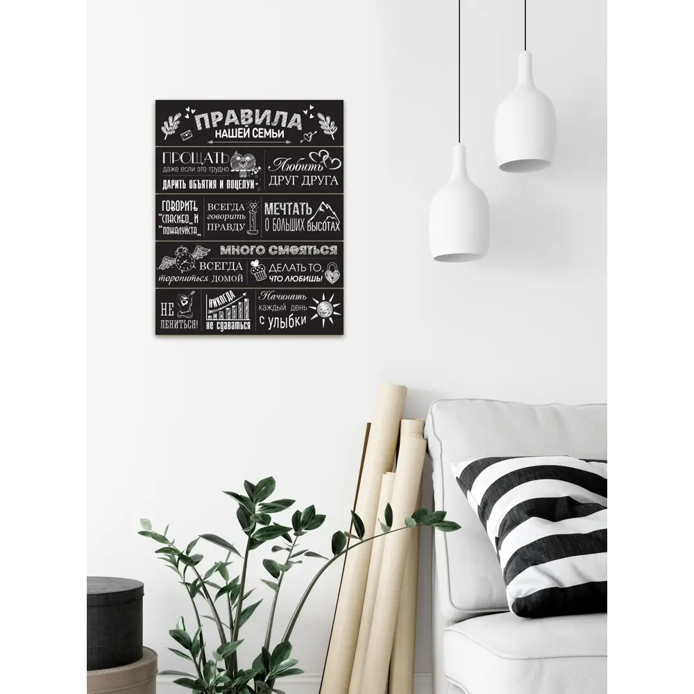 Постер на дереве «Правила семьи» чёрный 40x50 см по цене 748 ₽/шт. купить в  Кирове в интернет-магазине Леруа Мерлен