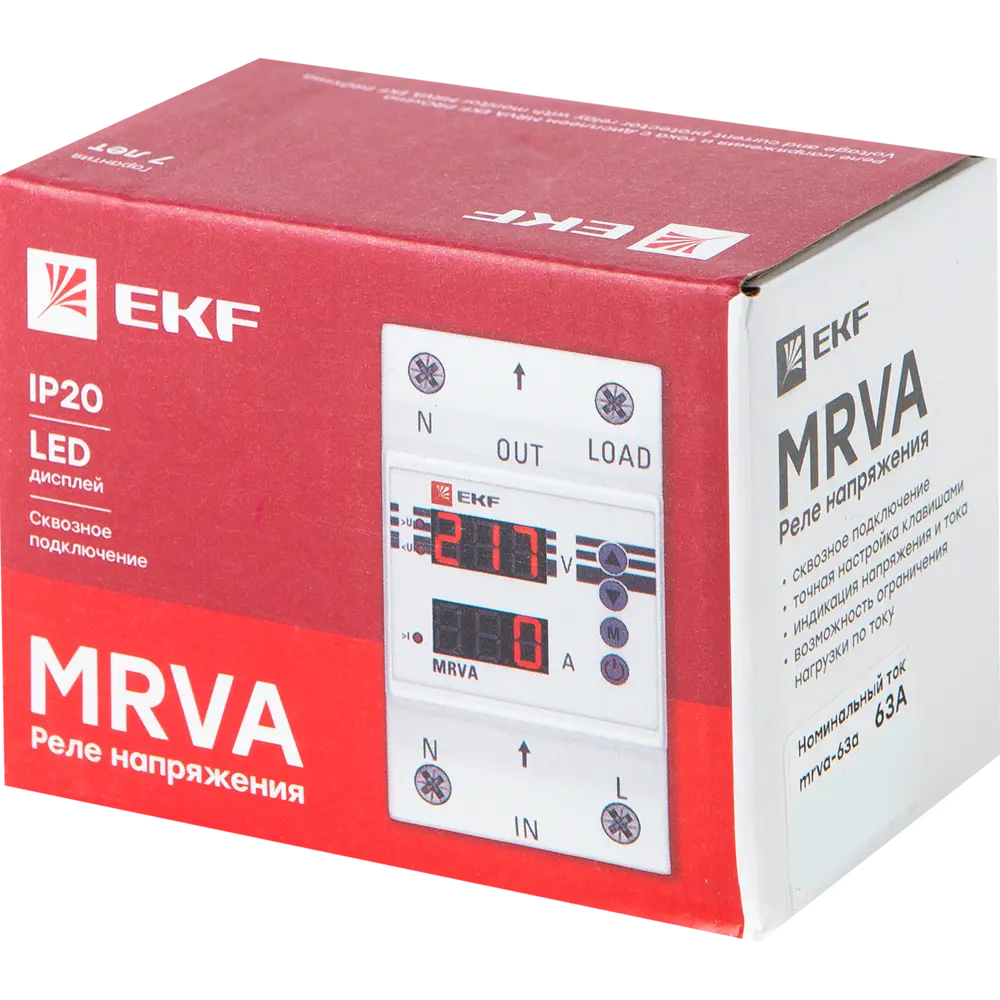 Реле напряжения и тока EKF MRVA 63Aс дисплеем по цене 2794 ₽/шт.  .