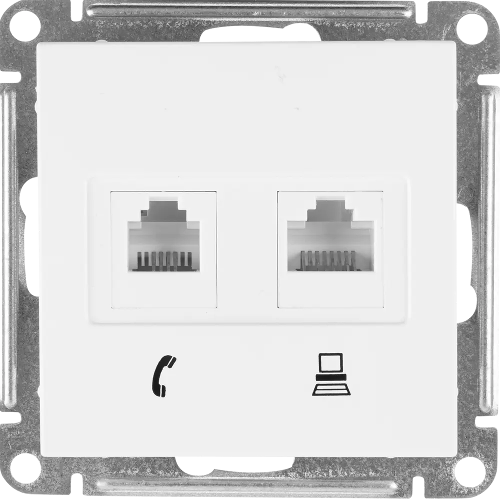 Телефонная/компьютерная розетка встраиваемая Systeme Electric W59 RJ11,  цвет белый ✳️ купить по цене 822 ₽/шт. в Красноярске с доставкой в ...