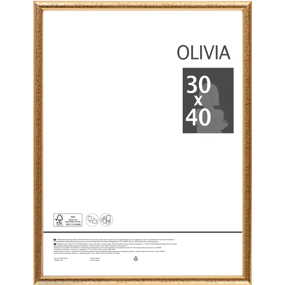 Рамка Olivia 30x40 см пластик цвет золото ✳️ купить по цене 291 ₽/шт. в  Самаре с доставкой в интернет-магазине Леруа Мерлен