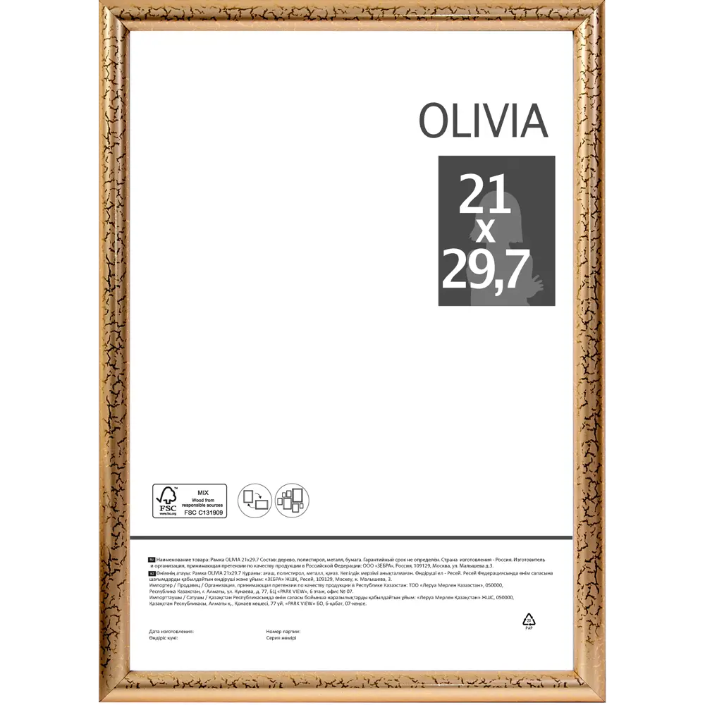 Рамка Olivia, 21x29.7 см, пластик, цвет золото по цене 128 ₽/шт. купить в  Новороссийске в интернет-магазине Леруа Мерлен