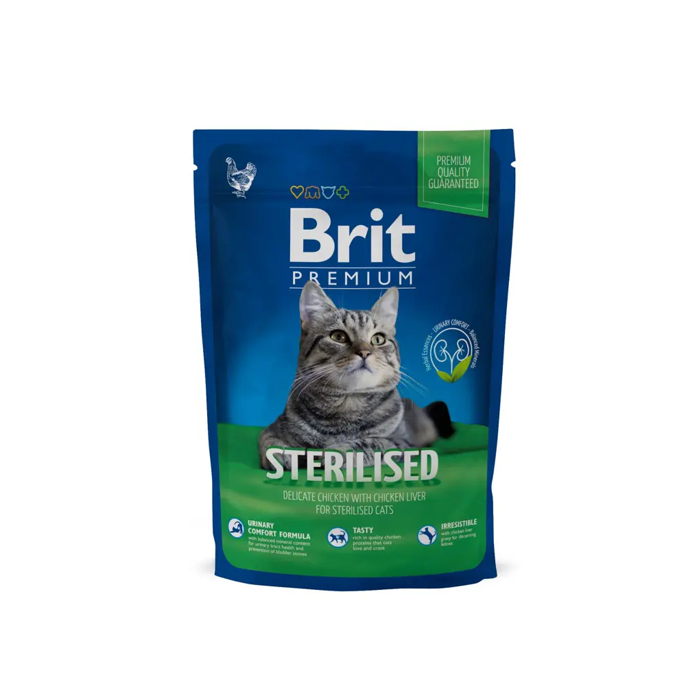 Сухой корм для кастрированных котов Brit Premium Cat Sterilized Курица  Печень 800 г ✳️ купить по цене 432 ₽/шт. в Краснодаре с доставкой в  интернет-магазине Леруа Мерлен