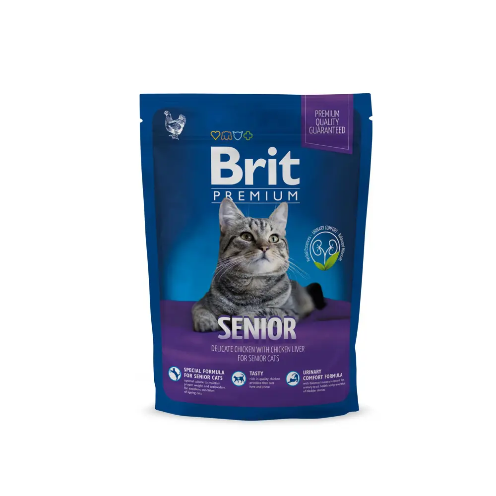 Сухой корм для пожилых кошек BRIT Premium Cat Senior Курица Печень 1.5 кг  ✳️ купить по цене 694 ₽/шт. в Москве с доставкой в интернет-магазине Леруа  Мерлен