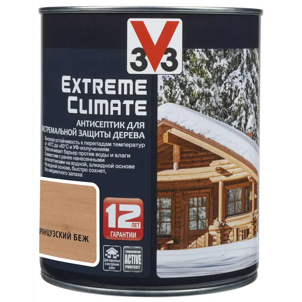 Антисептик акриловый для дерева V33 Extreme Climate матовый французский беж  0.9 л ✳️ купить по цене 2851 ₽/шт. в Оренбурге с доставкой в  интернет-магазине Леруа Мерлен