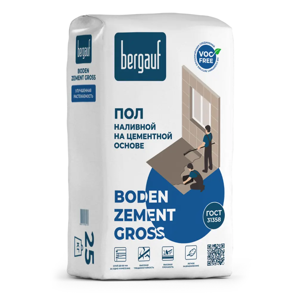 Наливной пол Bergauf Boden Zement Gross 25 кг ✳️ купить по цене 464 ₽/шт. в  Москве с доставкой в интернет-магазине Леруа Мерлен