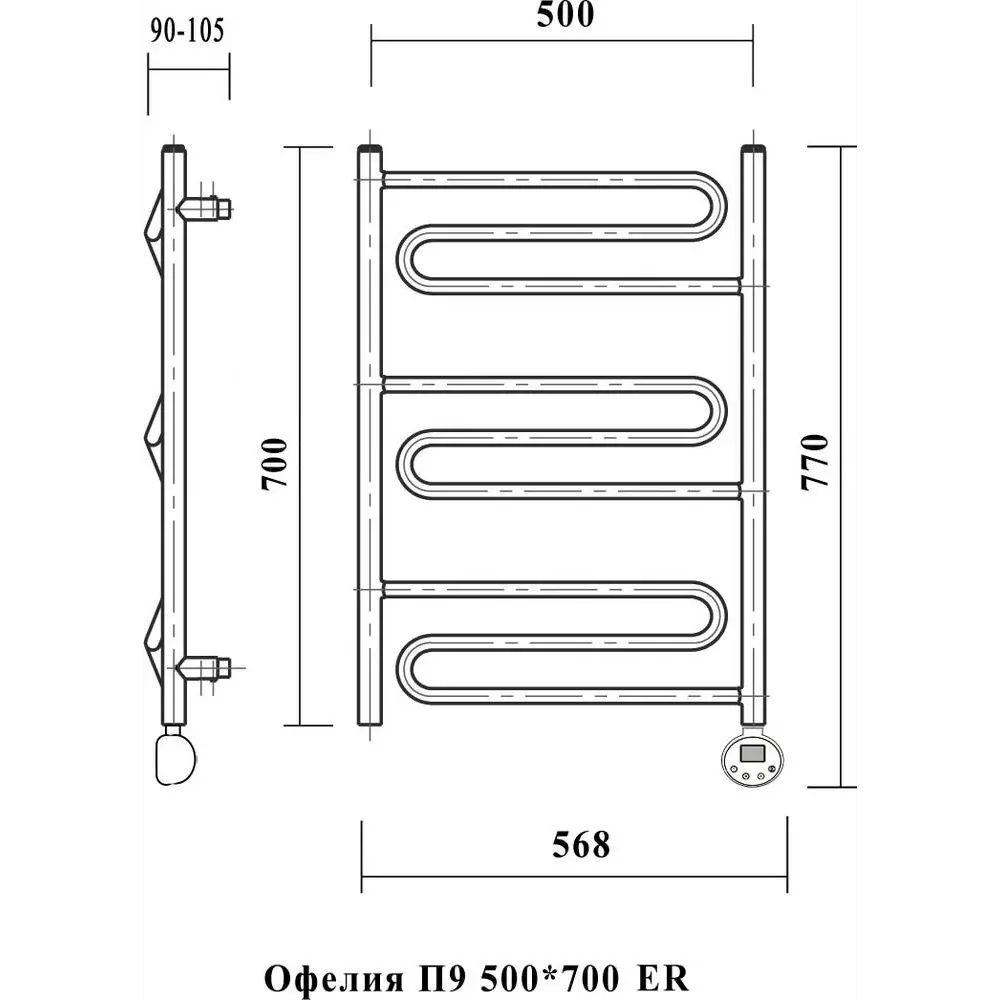 Полотенцесушитель электрический Domoterm Офелия П9 ER 500x700 мм 300 Вт с  терморегулятором S-образный цвет хром – купить в Нижнем Новгороде по низкой  цене | Леруа Мерлен