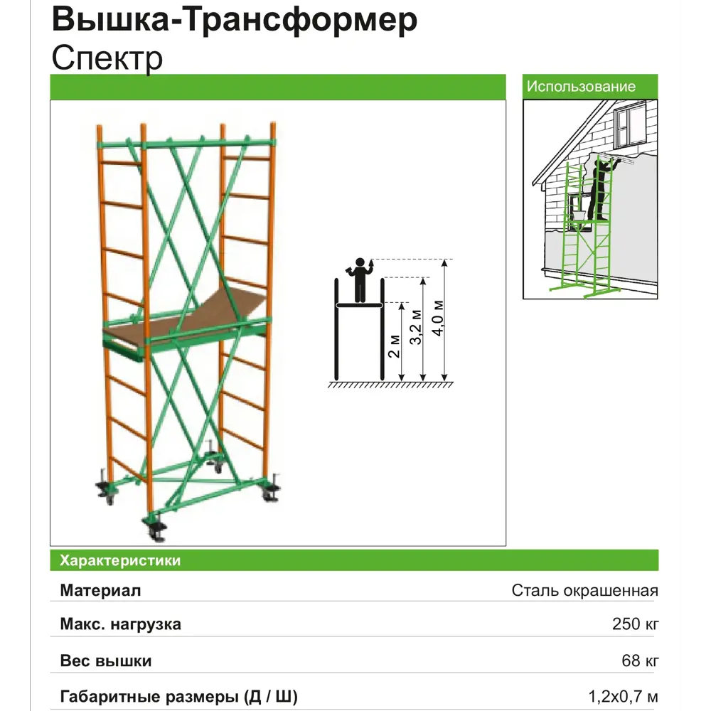 Вышка-тура трансформер Ринстрой Спектр 12 Н 3.2 м ✳️ купить по цене 20090  ₽/шт. в Волгограде с доставкой в интернет-магазине Леруа Мерлен