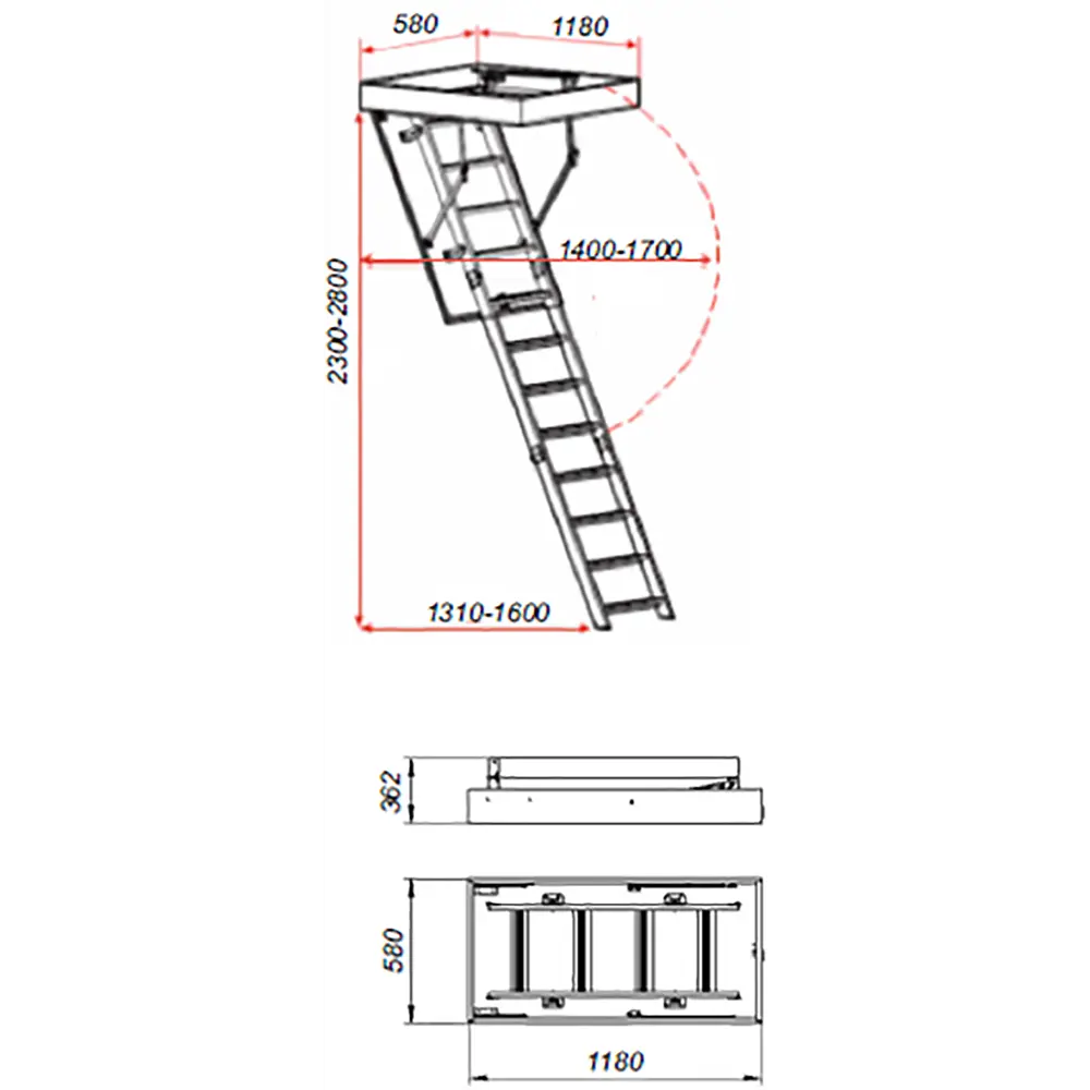 Чертежи чердачной лестницы: схемы и формулы для расчета
