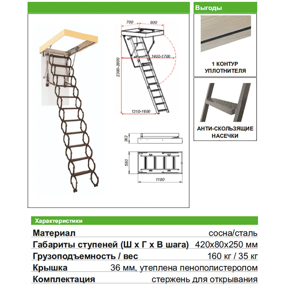 Чердачная лестница с люком, складная, размеры, установка, видео