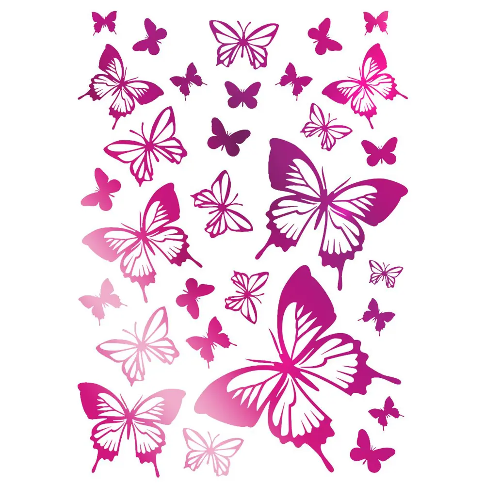 Наклейки "бабочки". Трафареты бабочек для декора стены. Трафарет бабочки на стену. Розовые бабочки.
