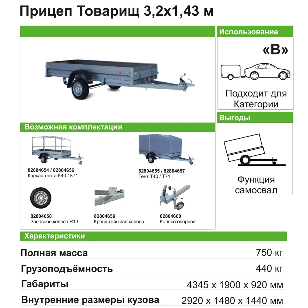 Прицеп 3.2x1.4 м 829450 Трейлер ✳️ купить по цене 105318 ₽/шт. в Пскове с  доставкой в интернет-магазине Леруа Мерлен