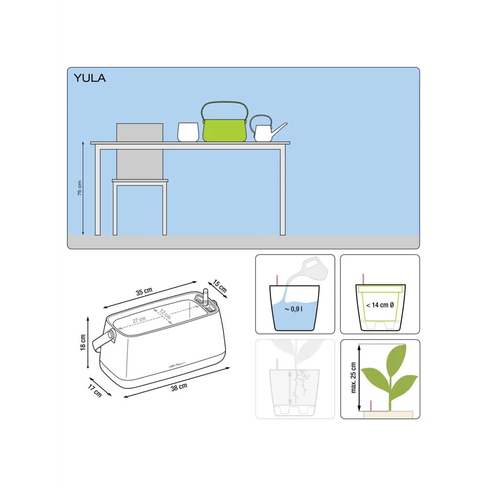 Настольная корзинка для растений с автополивом LECHUZA YULA 13861 по цене  3820 ₽/шт. купить в Тюмени в интернет-магазине Леруа Мерлен