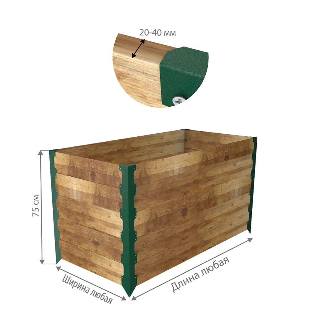 Колышки для деревянных грядок DELTA-PARK CB75-5Gr, зелёный по цене 5260 .