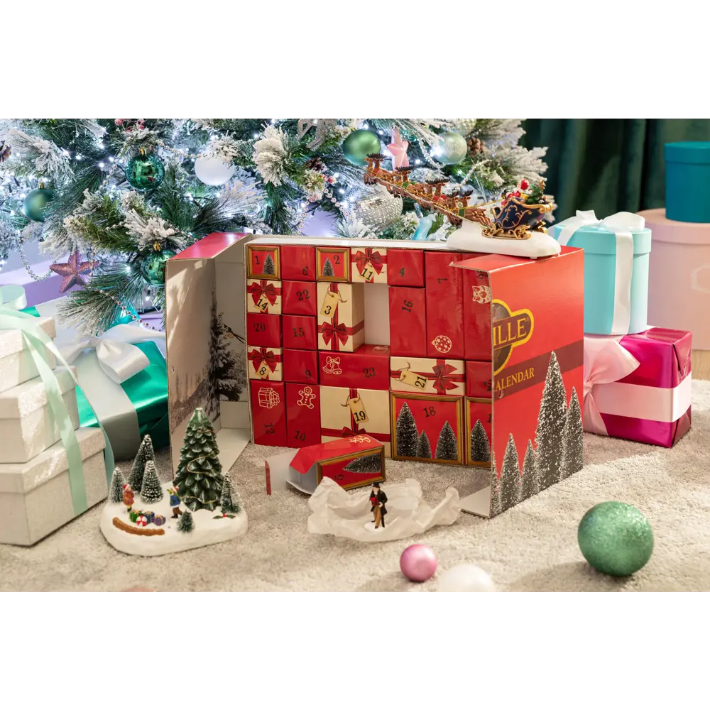 рождественская композиция luville набор с фигурками и календарем 31x6x43 см