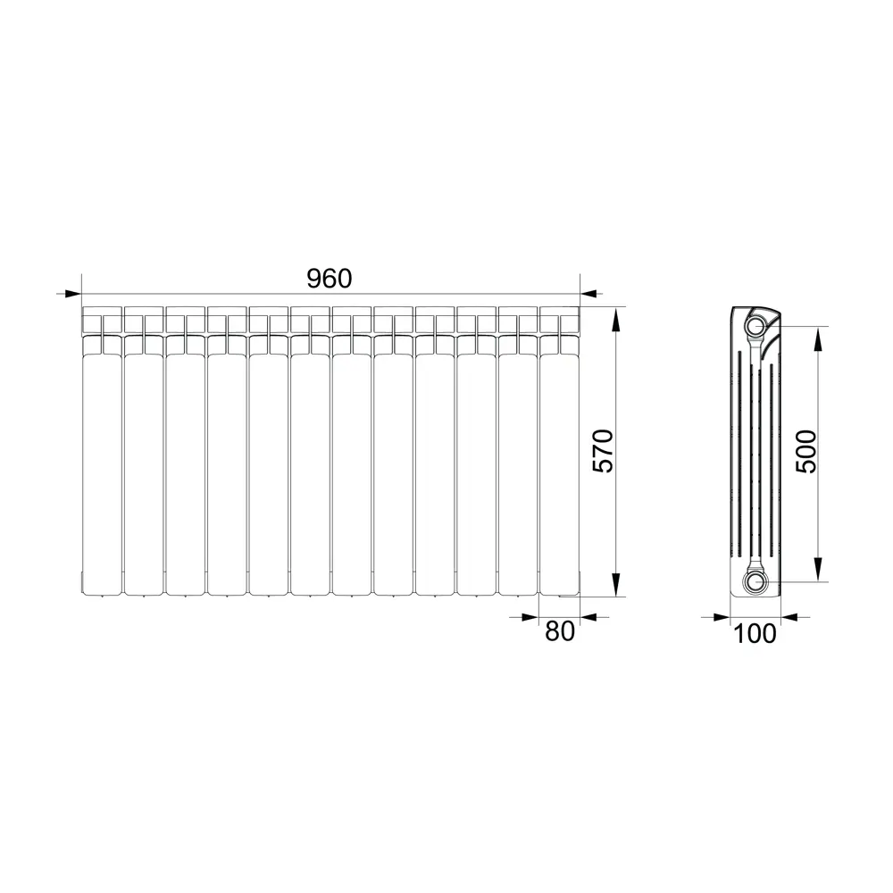 Радиаторы высота 500 мм. Размер радиатора Рифар 500 12 секций. Радиатор Рифар 500 12 секций габариты. Высота радиатора отопления Рифар Base 500. Радиатор Рифар Base размер.
