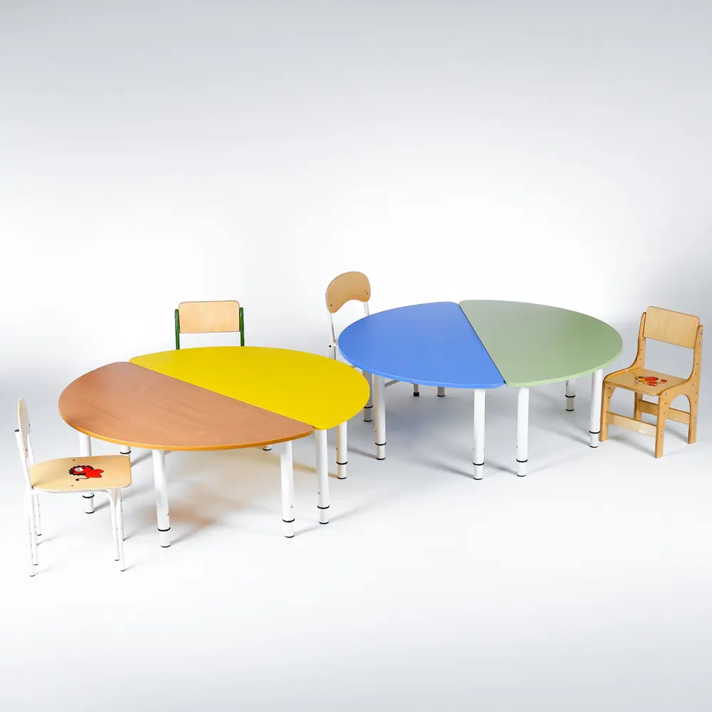 Стол полукруг. Стол полукруг растущий гр.0-3 на металлокаркасе, зеленый Степной. Стол детский полукруглый. Полукруглый стол.