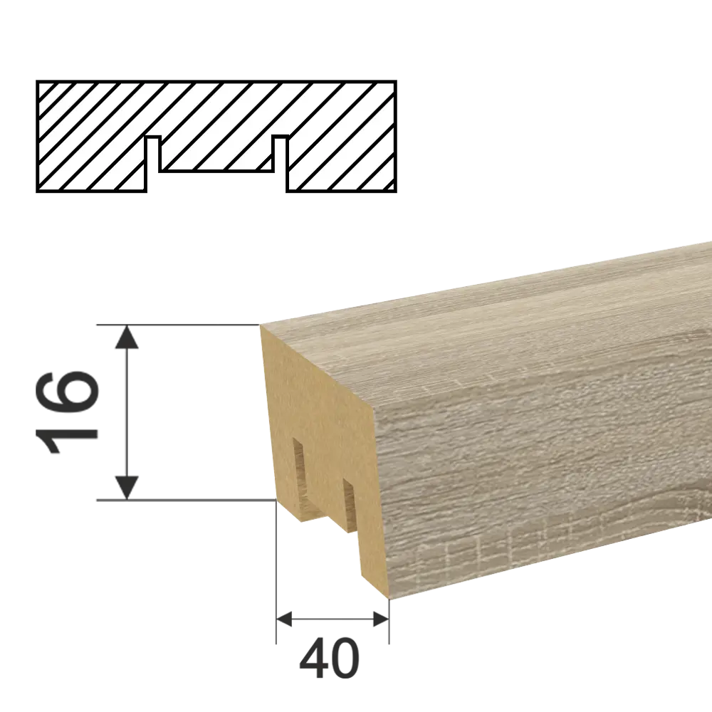 Рейка Бриона 16x40x2700 мм МДФ цвет дуб сонома ✳️ купить по цене 337 ₽/шт.  в Наро-Фоминске с доставкой в интернет-магазине Леруа Мерлен