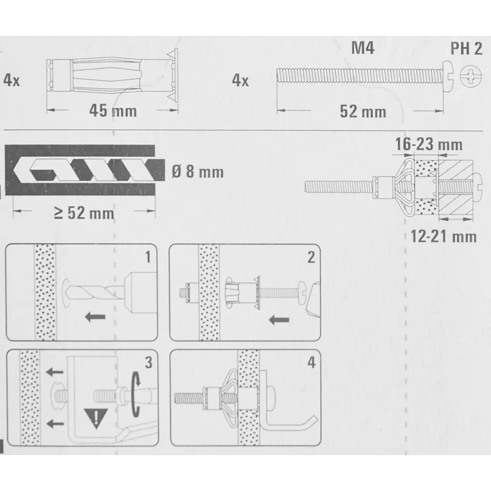 Дюбель молли Fischer HM 4х45 мм сталь 4 шт. ✳️ купить по цене 90 ₽/шт. в  Владивостоке с доставкой в интернет-магазине Леруа Мерлен