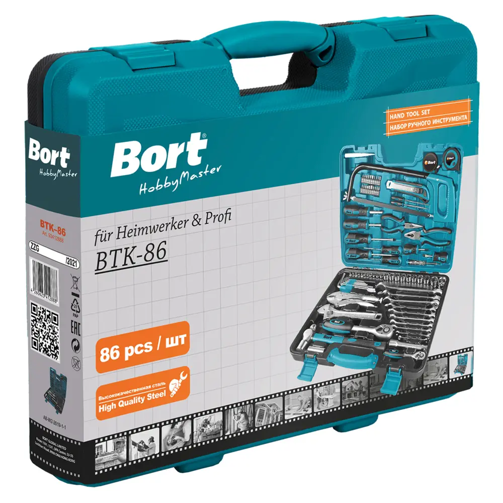 Набор инструментов Bort BTK-86, 86 предметов по цене 8735 ₽/шт.  .