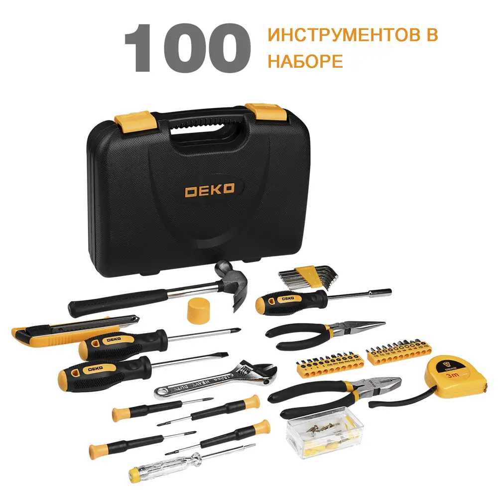 Набор инструментов для дома Deko TZ100, 100 предметов ✳️ купить по цене  1658 ₽/шт. в Новокузнецке с доставкой в интернет-магазине Леруа Мерлен