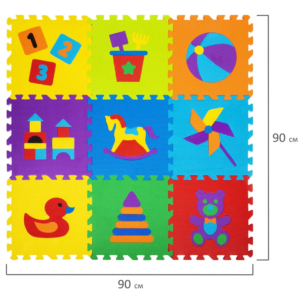 Коврик-пазл напольный 0.9x0.9 м мягкий Игрушки 9 частей 30x30 см толщина 1  см Юнландия 646668 ✳️ купить по цене 828 ₽/шт. в Москве с доставкой в  интернет-магазине Леруа Мерлен