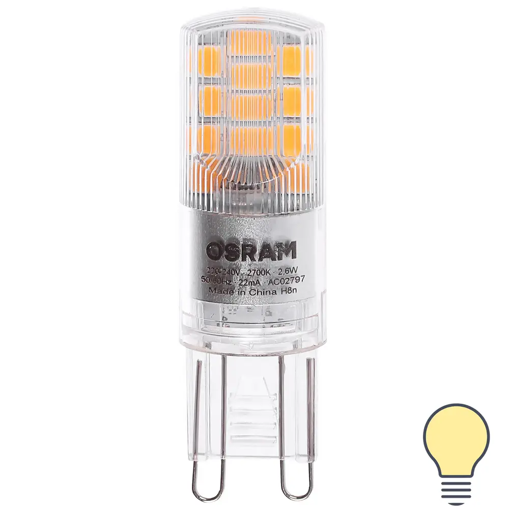 Лампа светодиодная Osram G9 2.6 Вт 320 Лм свет тёплый белый ✳️ купить по  цене 136 ₽/шт. в Москве с доставкой в интернет-магазине Леруа Мерлен