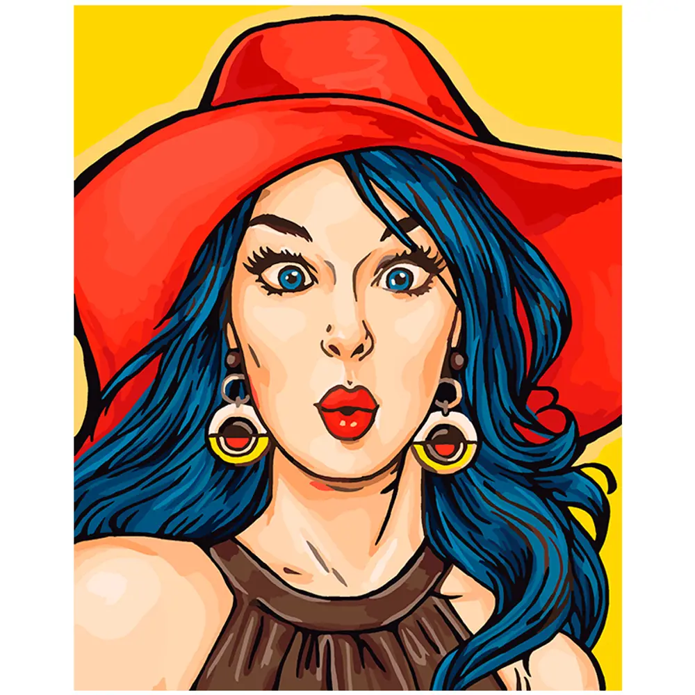 Картина по номерам Lori на холсте на подрамнике Девушка в красной шляпке.  Поп-арт 40x50 см по цене 779 ₽/шт. купить в Ставрополе в интернет-магазине  Леруа Мерлен