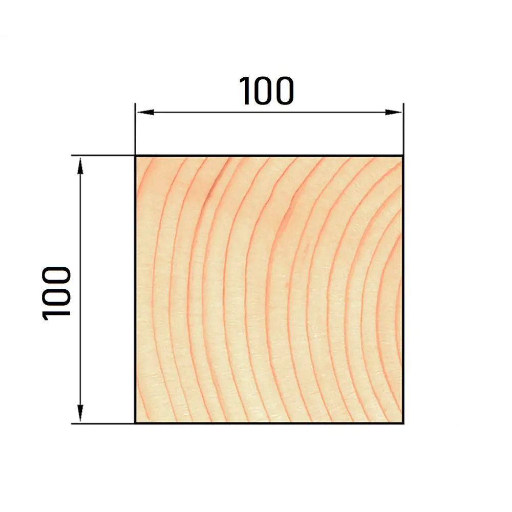 Брус нестроганый 100x100x6000 мм хвоя