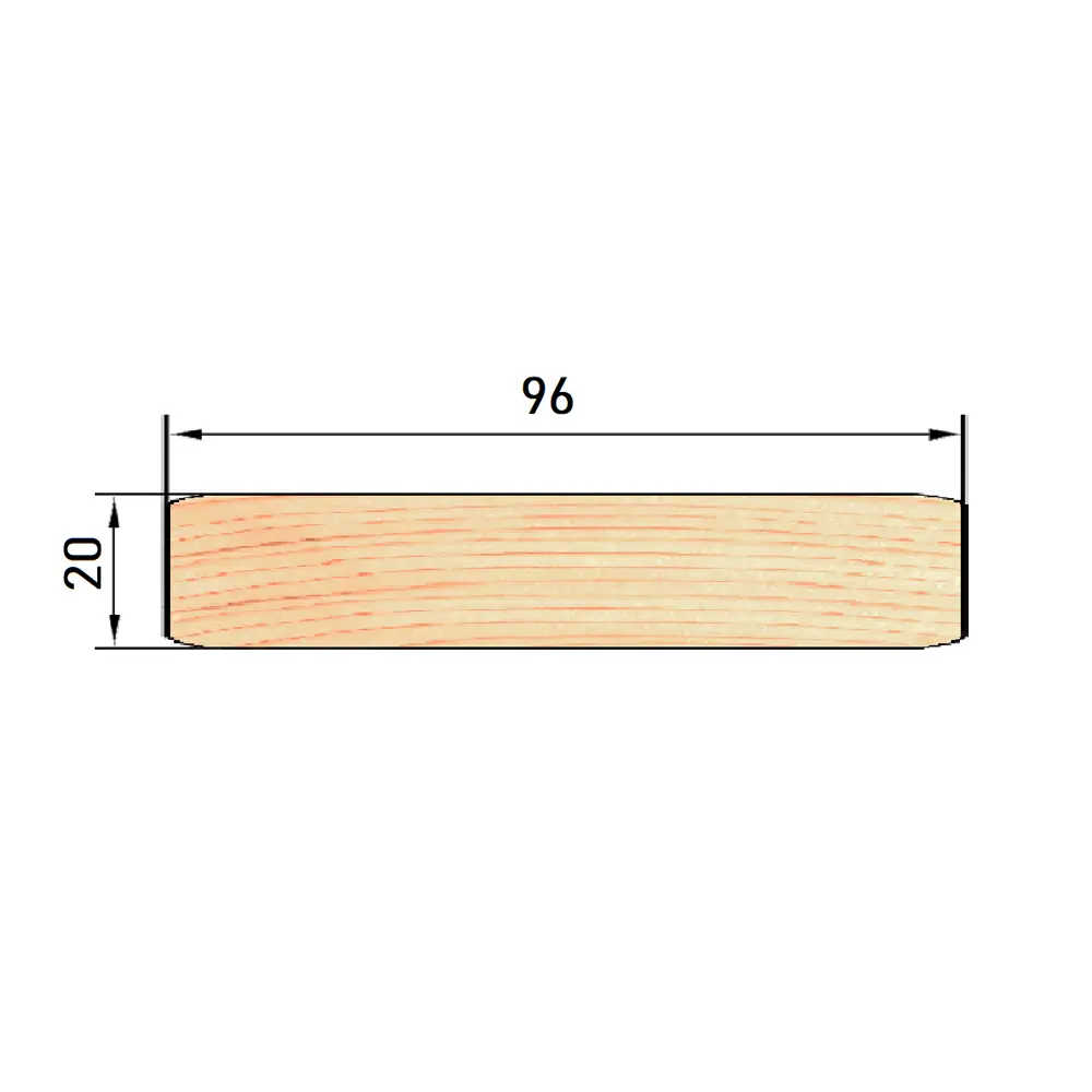 Планкен 20x96x3000 мм хвоя сорт Оптима прямой с фаской угла