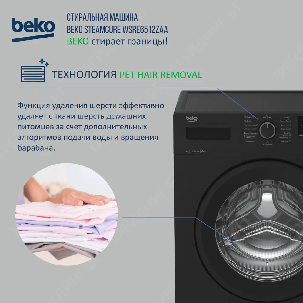 Стиральная машина Beko Wsre6512zaa 60x84x41.5 см 6 кг цвет антрацит ✳️  купить по цене 25990 ₽/шт. в Москве с доставкой в интернет-магазине Леруа  Мерлен