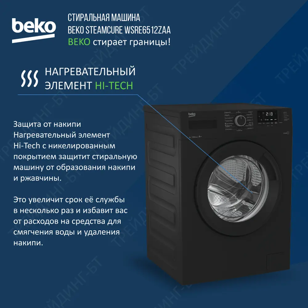 Стиральная машина Beko Wsre6512zaa 60x84x41.5 см 6 кг цвет антрацит ✳️  купить по цене 25990 ₽/шт. в Твери с доставкой в интернет-магазине Леруа  Мерлен