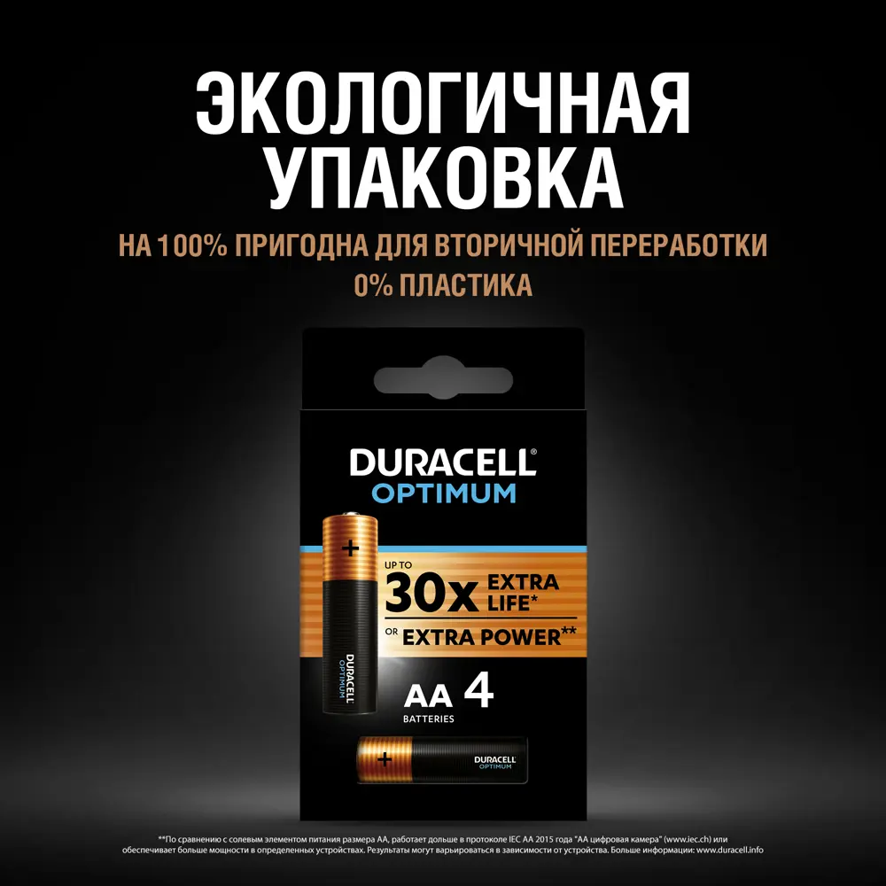 Батарейка Duracell Optimum AA (LR6) алкалиновая 4 шт. ✳️ купить по цене 448  ₽/шт. в Москве с доставкой в интернет-магазине Леруа Мерлен