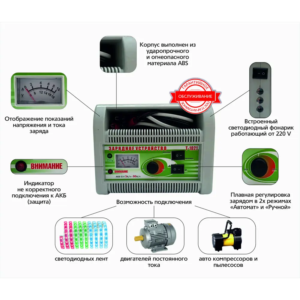Зарядное устройство Автоэлектрика Т 1021, 7.5 А ✳️ купить по цене 3750  ₽/шт. в Москве с доставкой в интернет-магазине Леруа Мерлен