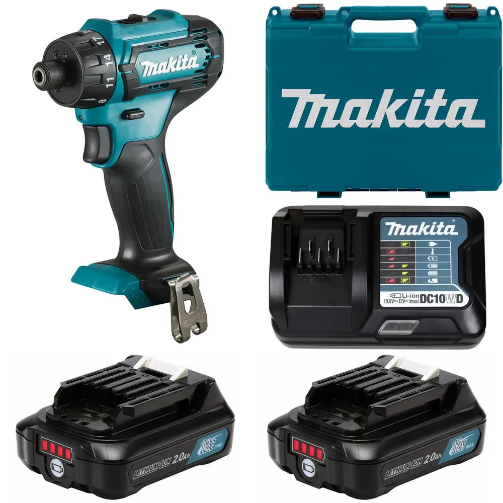 Шуруповерт аккумуляторный Makita DF033DWAE, 12 В Li-Ion 2x2 Ач 28 Нм ✳️  купить по цене 13220 ₽/шт. в Туле с доставкой в интернет-магазине Леруа  Мерлен