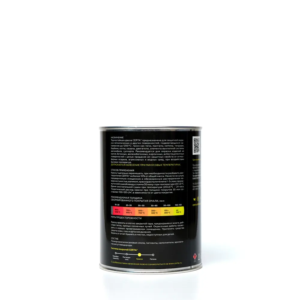  термостойкая для печей и мангалов CERTA CPR00006 цвет черный 0.8 .