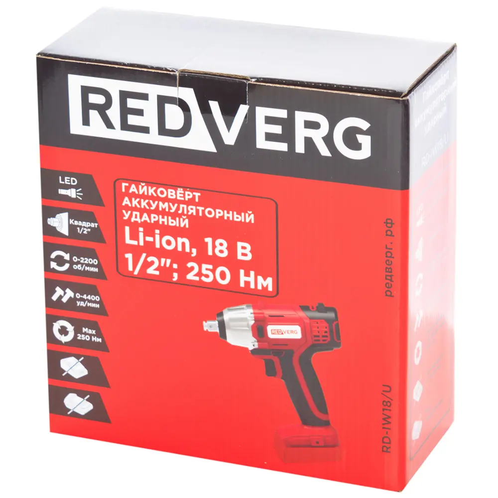  аккумуляторный Redverg RD-IW18-U, 18 В Li-Ion, 250 Нм, без .
