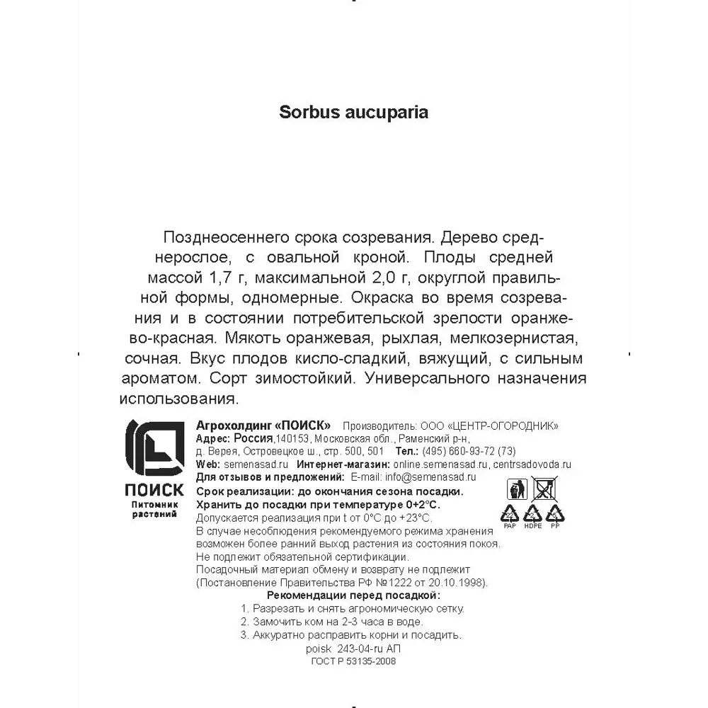 Рябина обыкновенная Сказочная h200 см в сетке Поиск Инвест ✳️ купить по  цене 710 ₽/шт. в Новороссийске с доставкой в интернет-магазине Леруа Мерлен